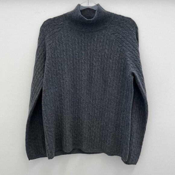 Reformation Garrett Cashmere Cable Oversized Turtleneck Charcoal Grey Size Small - Picture 2 of 5